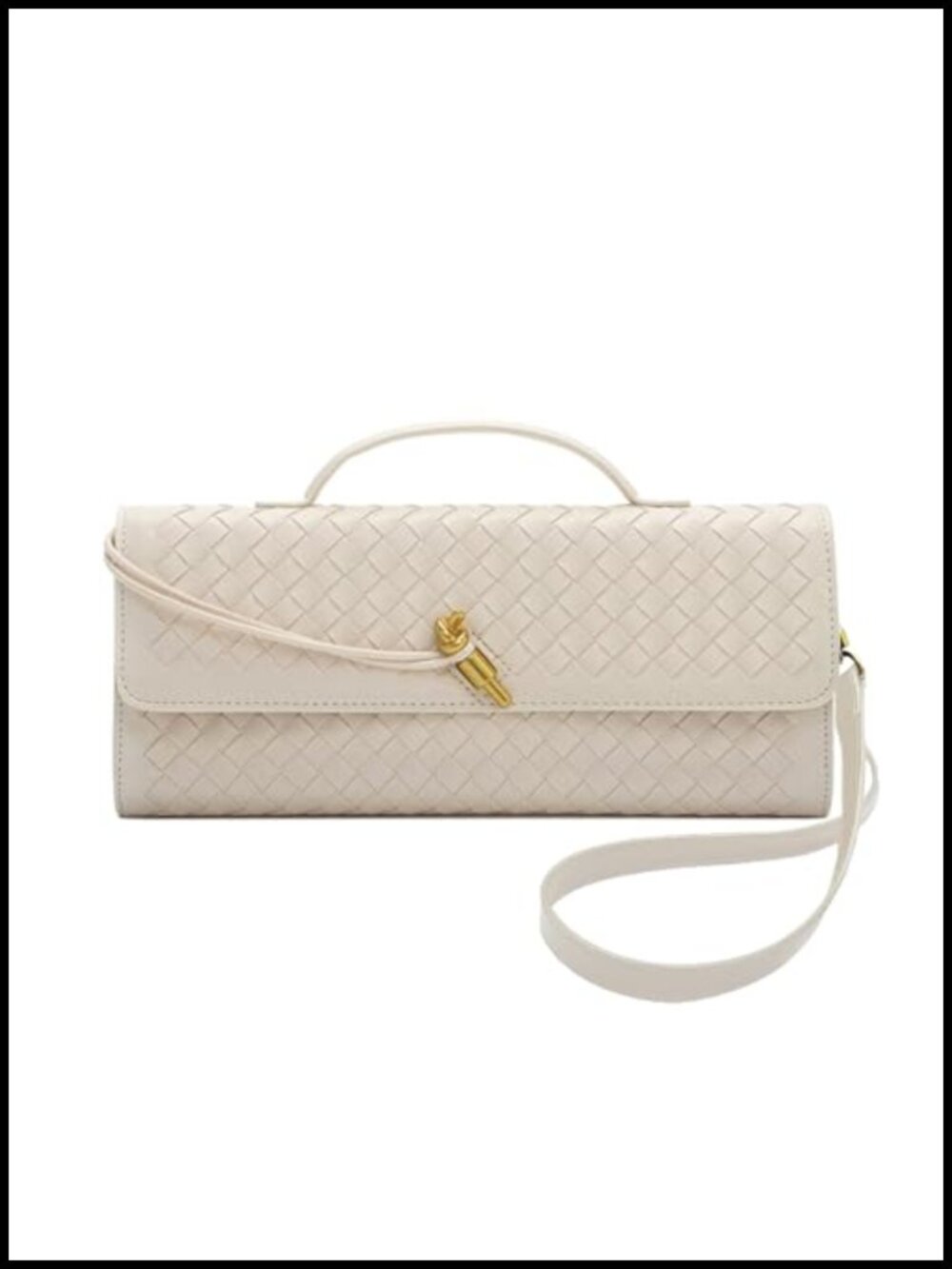 Woven Clutch Evening Bag Faux Leather Convertible Shoulder